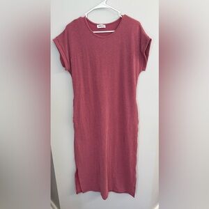 Mittoshop Urban Rib Long Dress with Pockets Watermelon Pink/Red Women’s Sz S